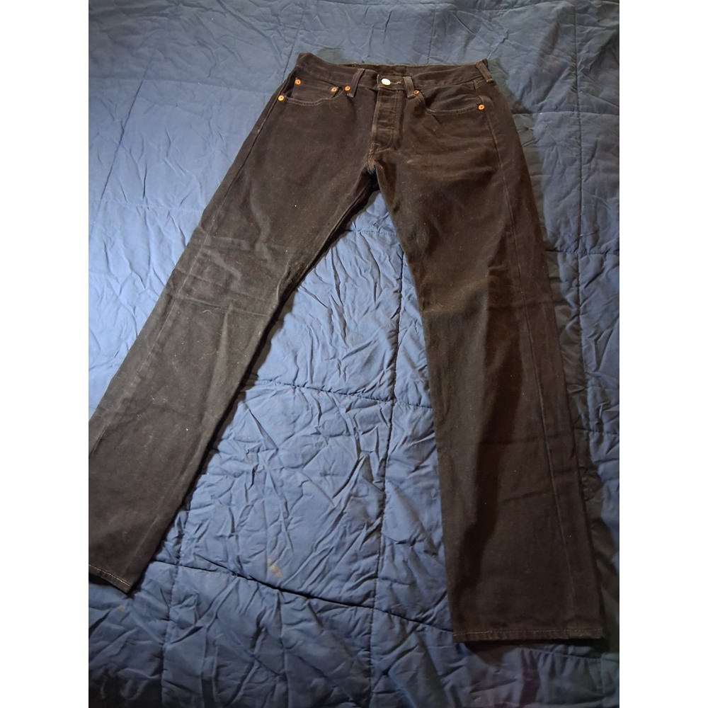 Levi Strauss 501 Black Denim Jeans Men W29 L30 Button Fly Classic Fit